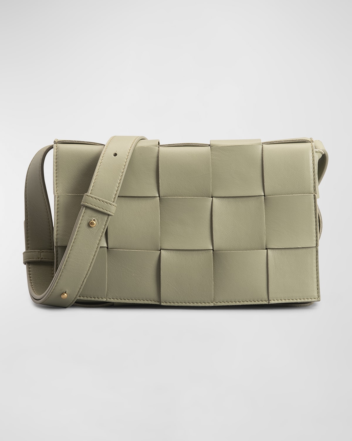 Bottega Veneta The Cassette Intrecciato Crossbody Bag In Travertine
