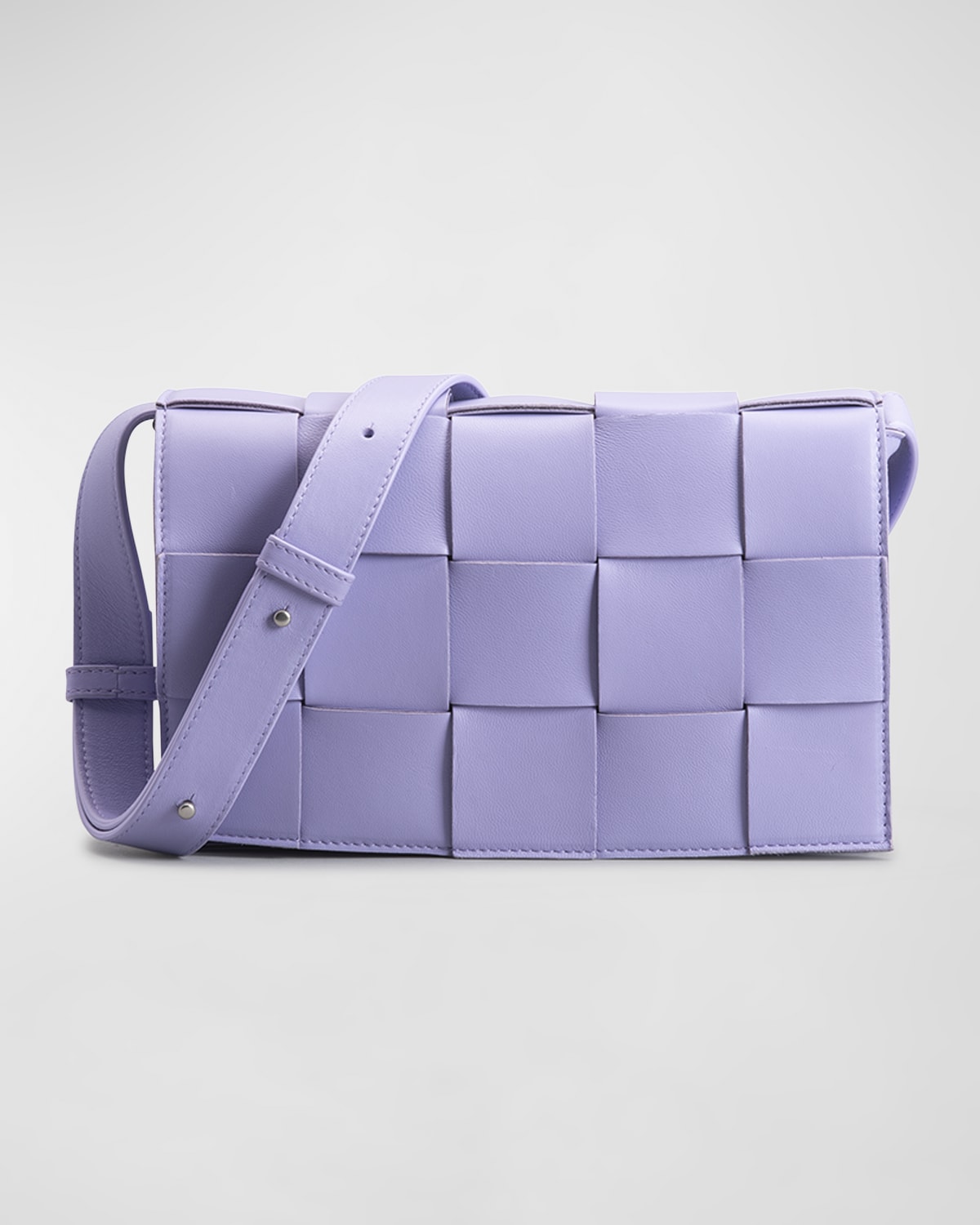 Bottega Veneta Lavender Intrecciato Woven Nappa Leather Flap Shoulder Bag