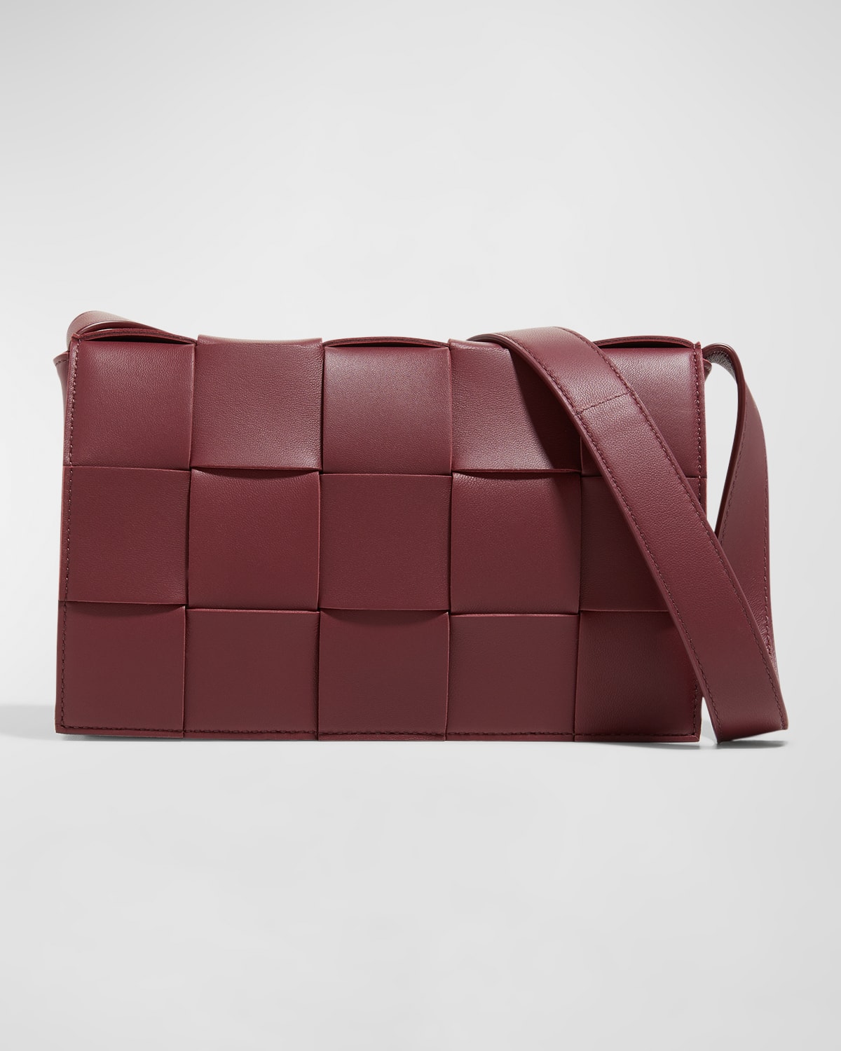 Bottega Veneta Cassette Intrecciato Plisse Leather Crossbody Bag In Red