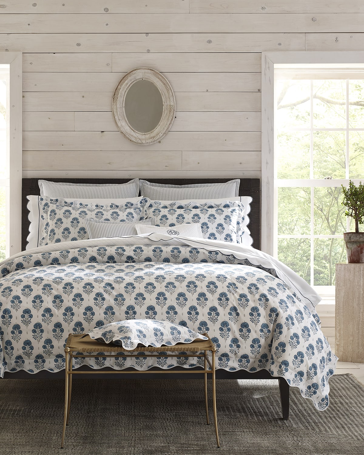 Matouk Joplin Duvet Cover, Full/queen In Mineral Blue