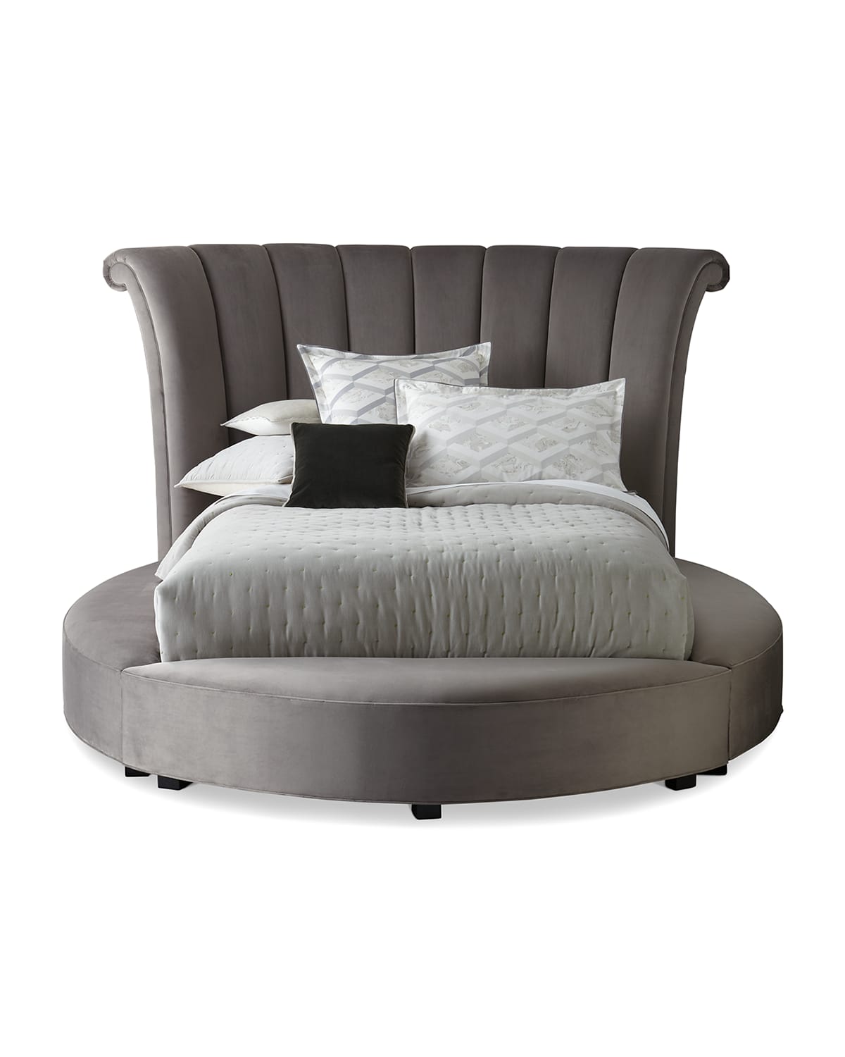 Haute House Katya Round Queen Platform Bed In Dark Gray