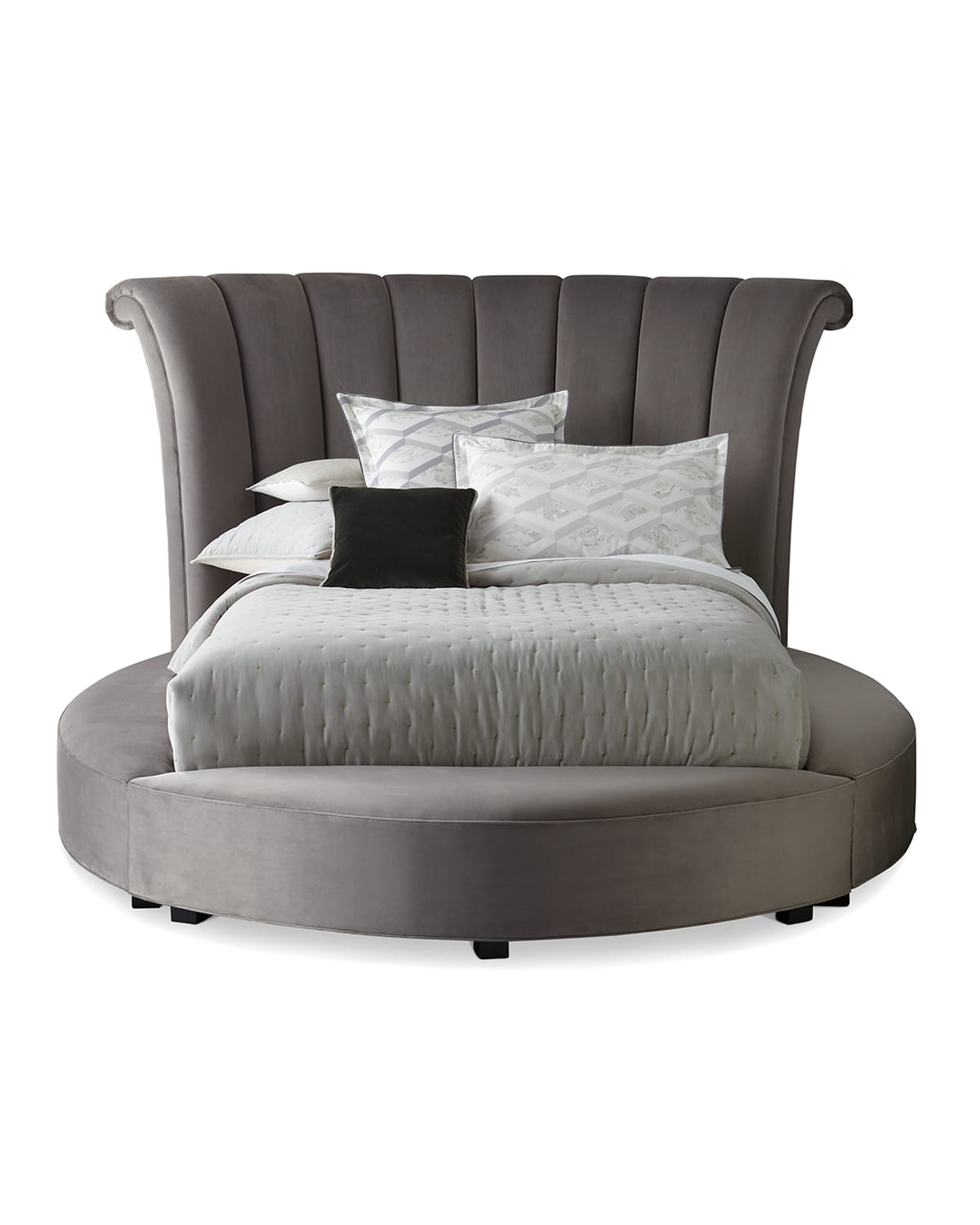 Haute House Katya Round California King Platform Bed In Dark Gray