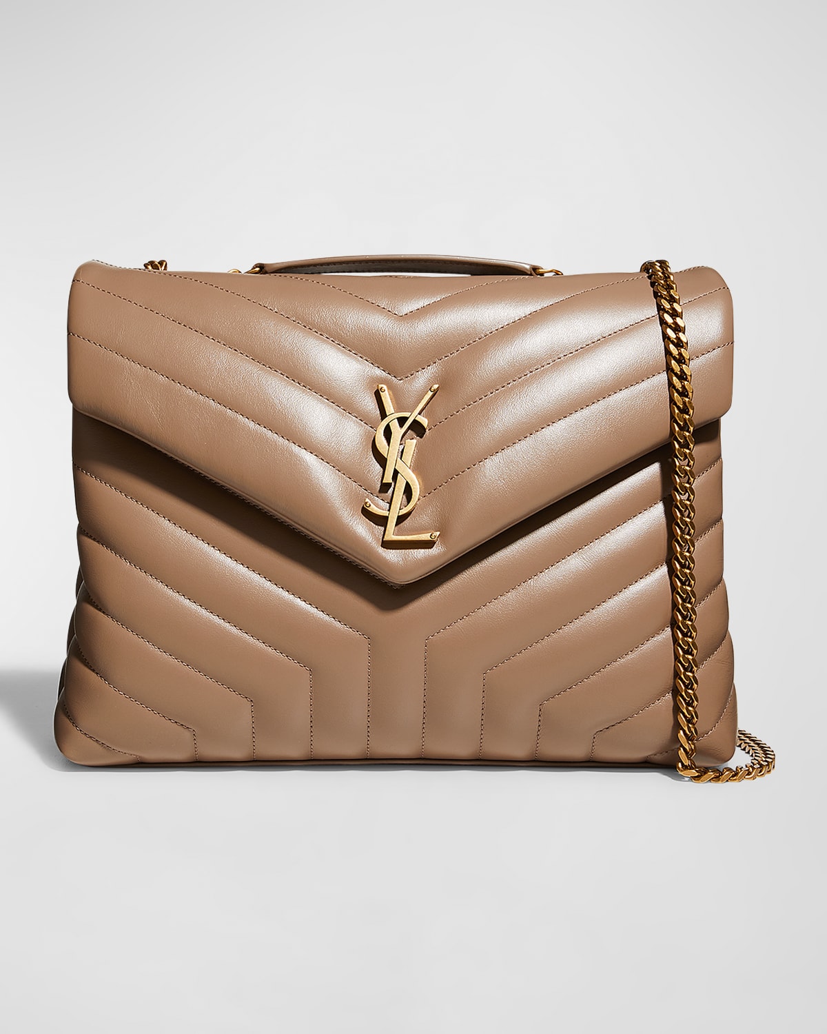 Saint Laurent Womens Deep Taupe Loulou Medium Leather Shoulder Bag In Taupe
