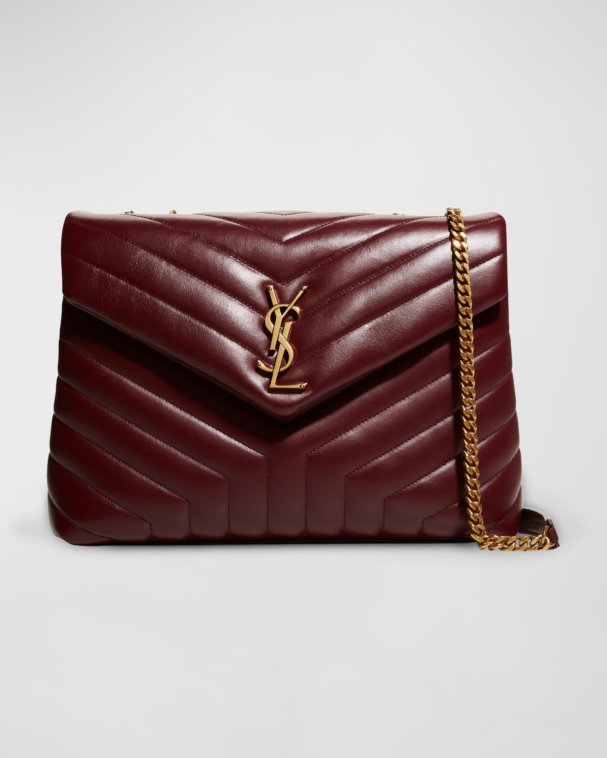 Saint Laurent Loulou Medium Chain Shoulder Bag In Red