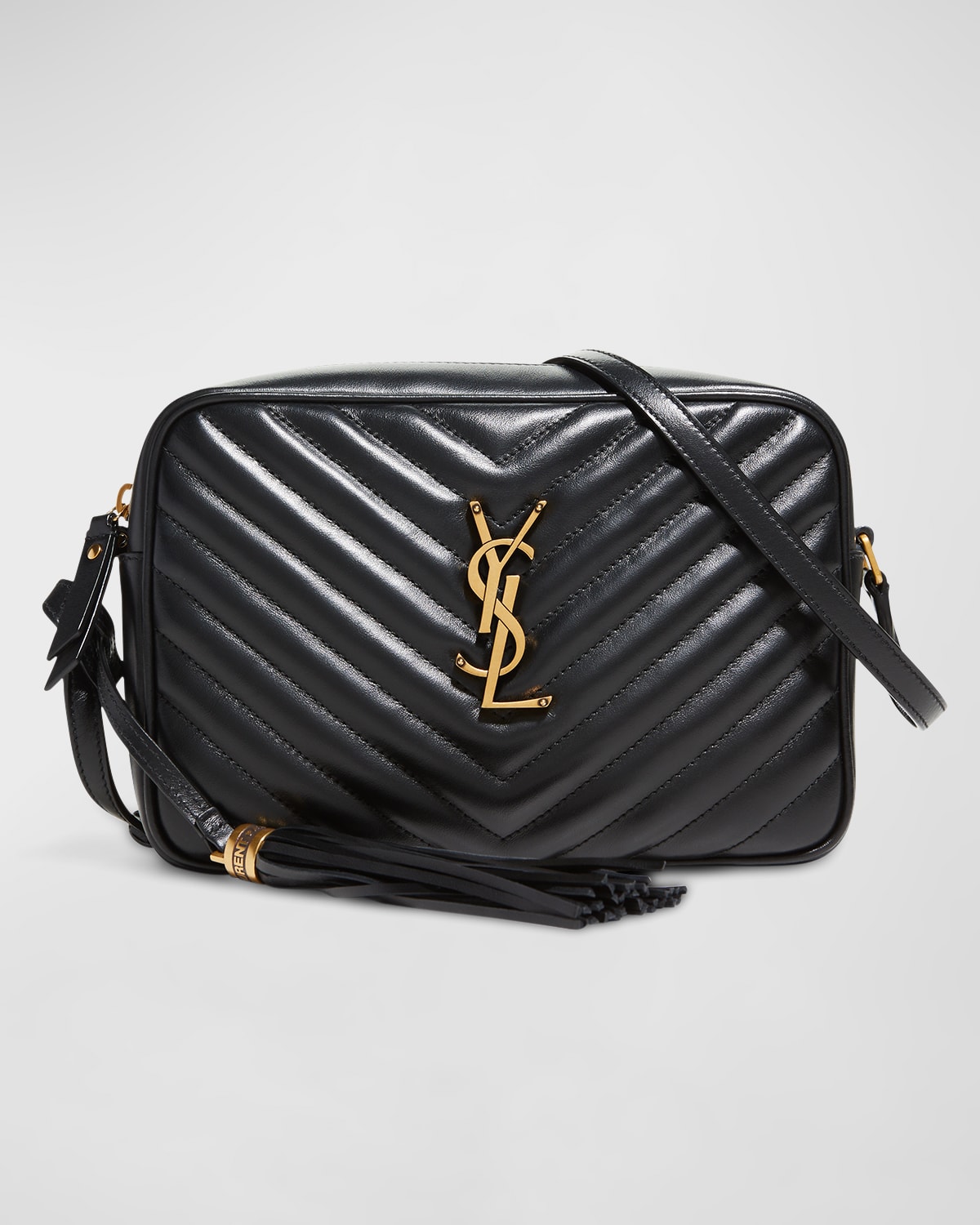 Saint Laurent Lou Medium Monogram Ysl Calf Crossbody Bag In 1000 Black