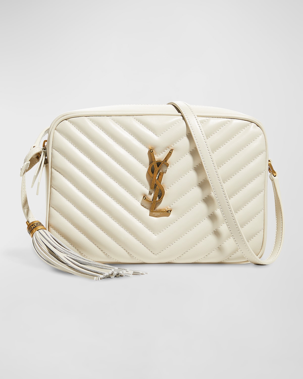 Saint Laurent Lou Medium Monogram Ysl Calf Crossbody Bag In White