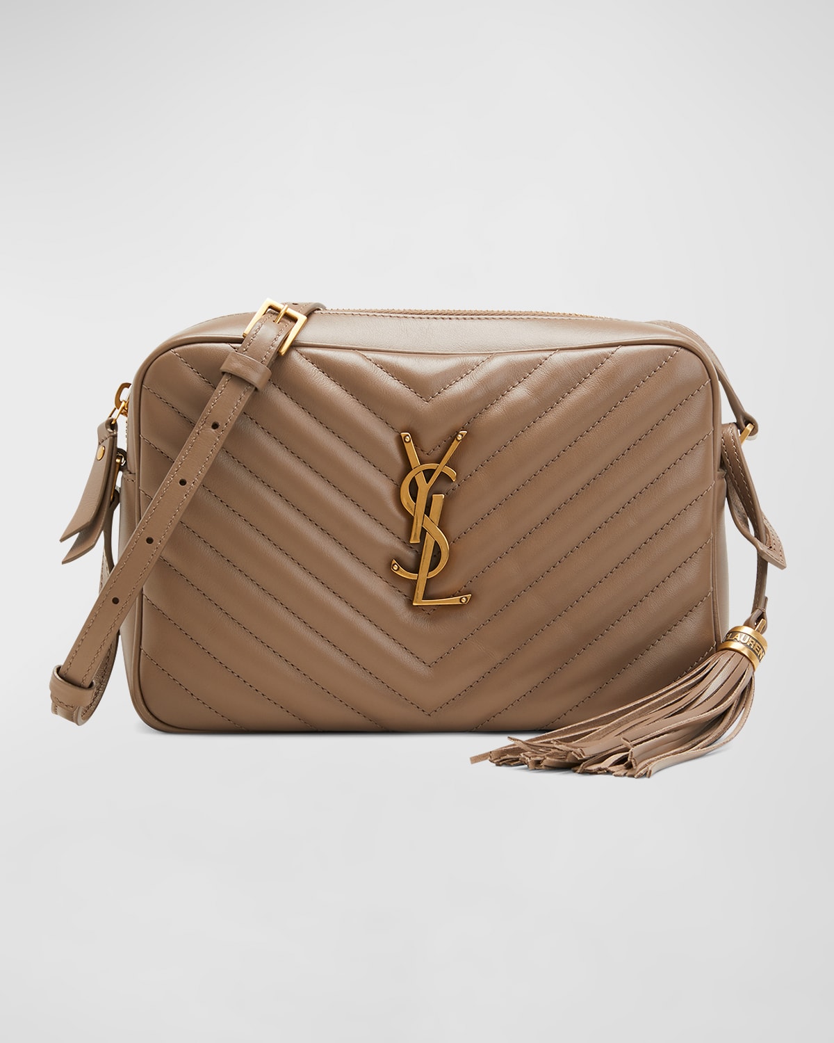 Saint Laurent Lou Medium Monogram Ysl Calf Crossbody Bag In Taupe