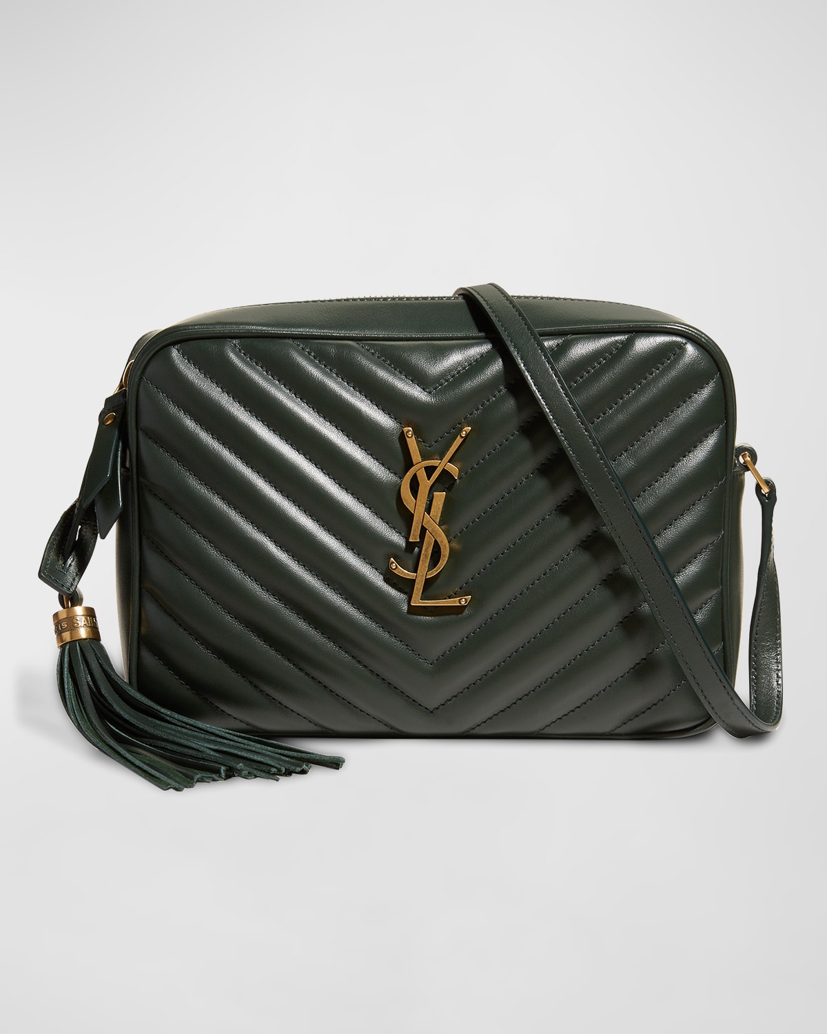 Saint Laurent Lou Medium Monogram Ysl Calf Crossbody Bag In Green