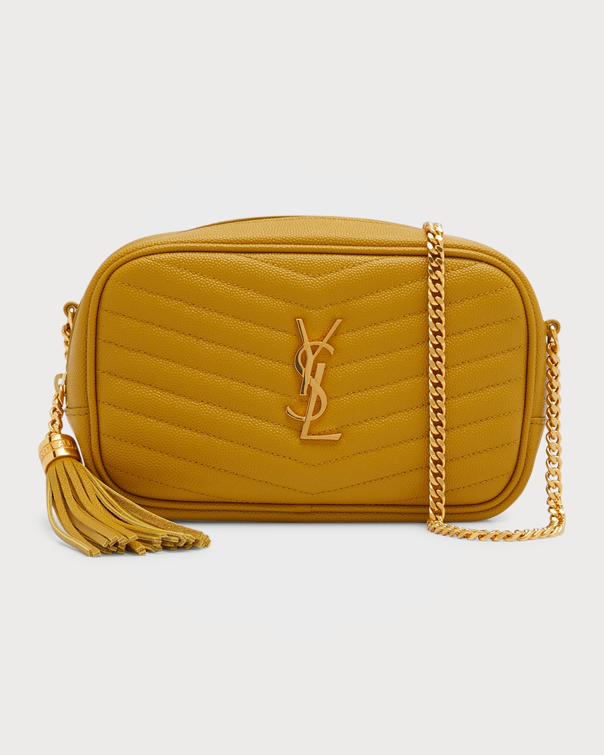 Saint Laurent Lou Mini Ysl Grain De Poudre Camera Crossbody Bag In 7314 Lt Chartreus