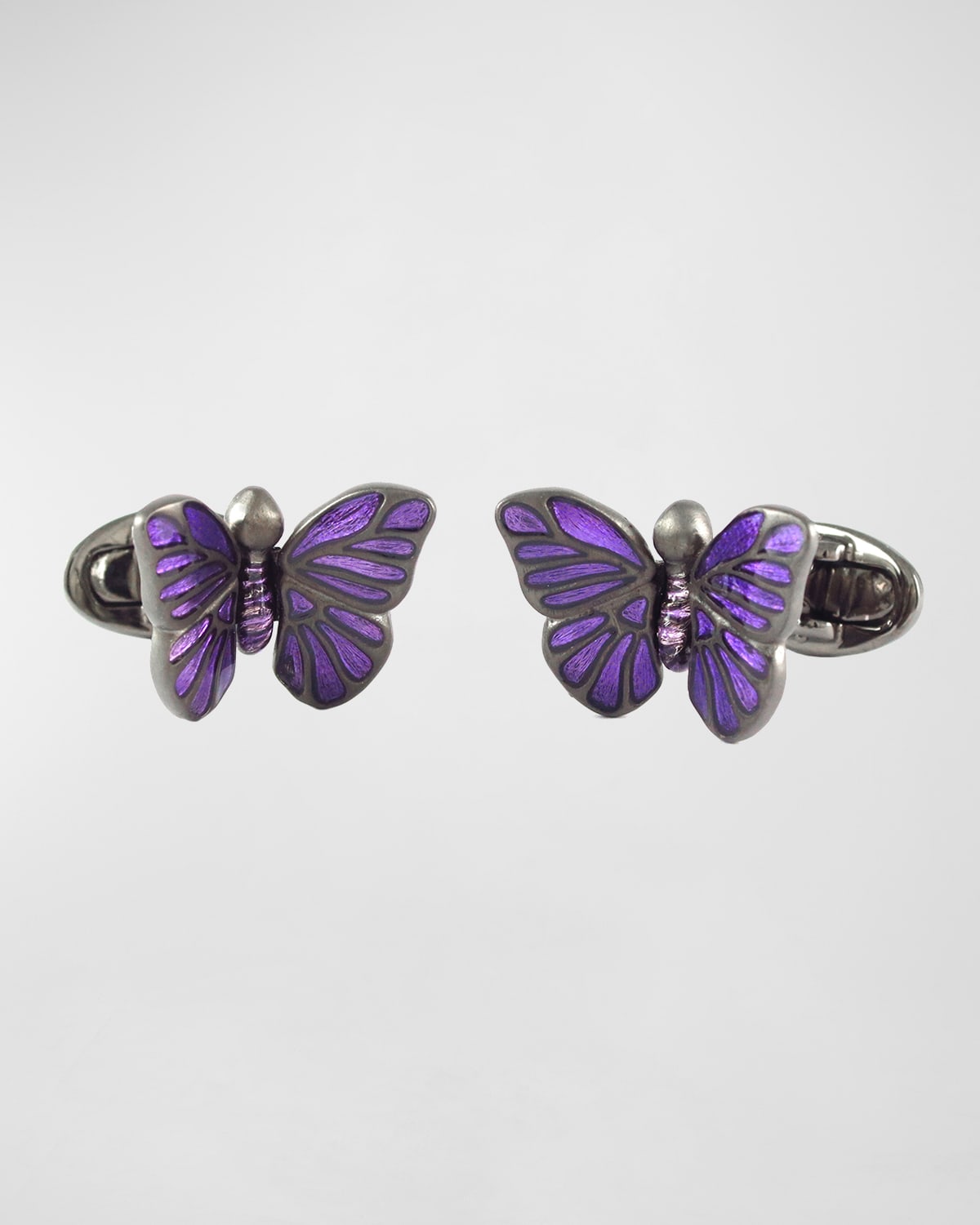 Jan Leslie Men's 925 Matte Ruthenium Butterfly Cufflinks In Silver