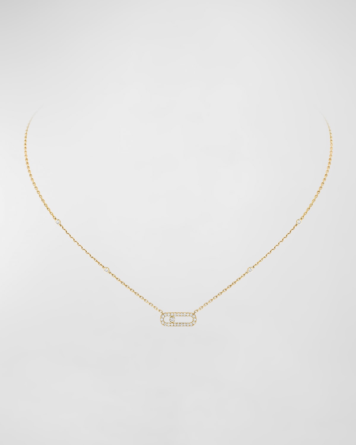 Messika Move Uno 18K Yellow Gold Diamond Pave Necklace
