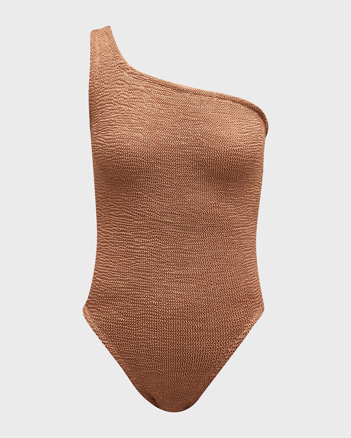 Hunza G + Net Sustain Nancy One-shoulder Seersucker Swimsuit In Red