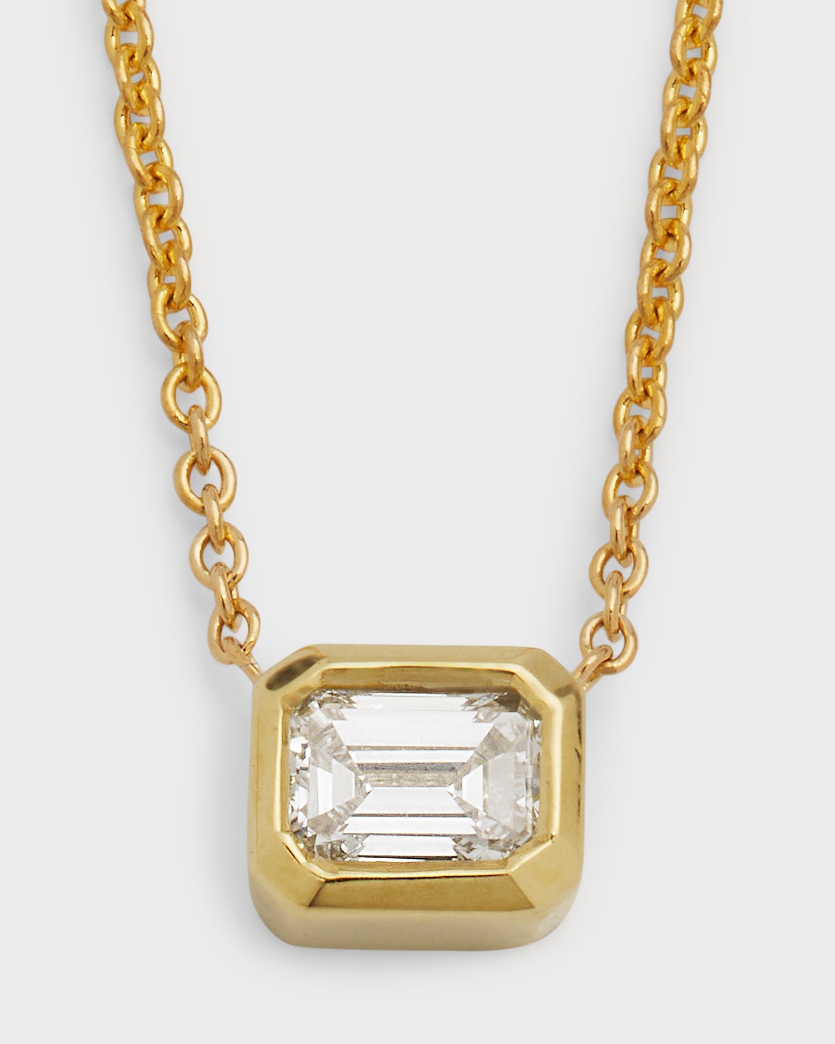 ROBERTO COIN 18K EMERALD-CUT DIAMOND SOLITAIRE NECKLACE,PROD221270129