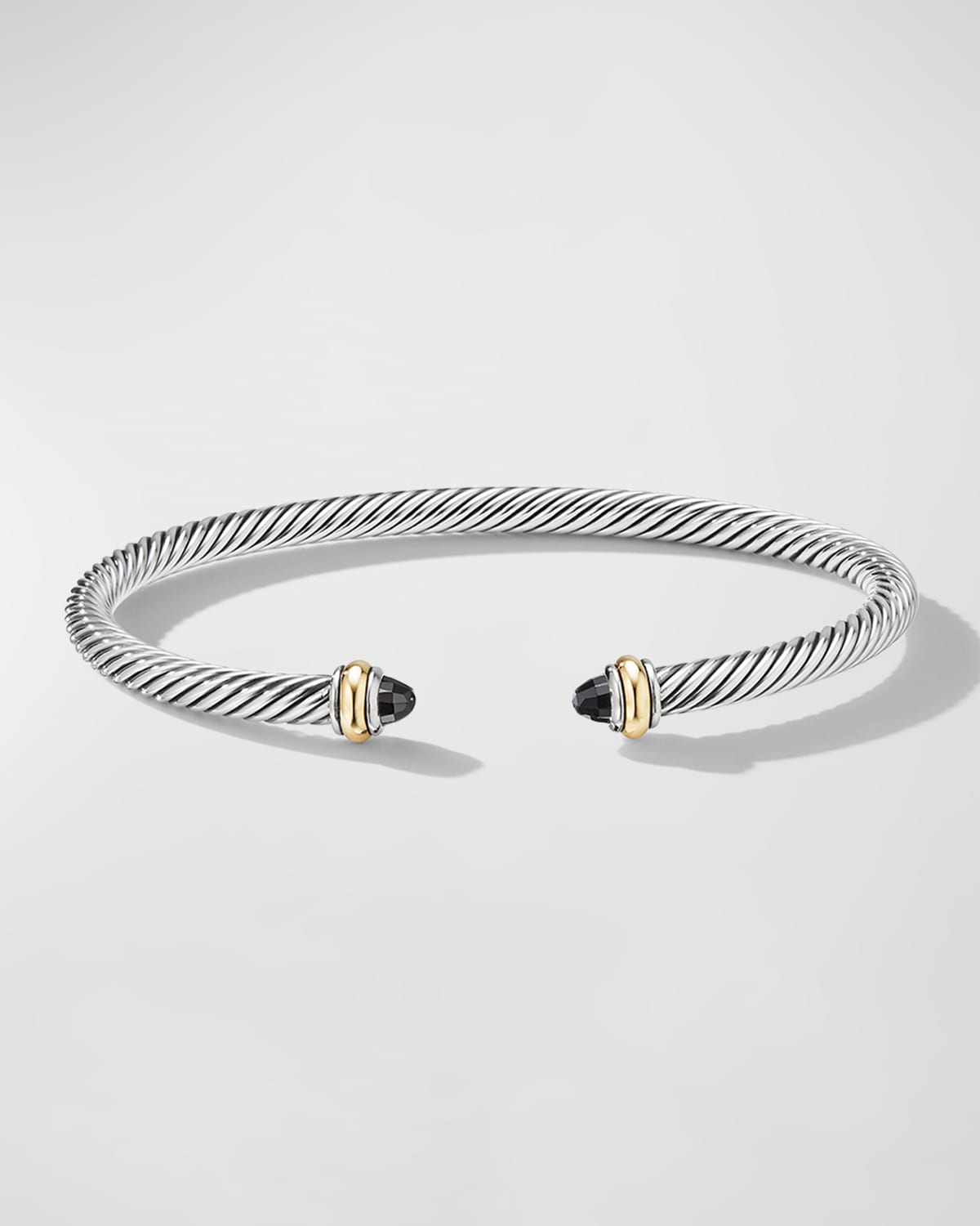 Shop David Yurman Cable Bracelet With Gemstone In Silver With 18k Gold, 4mm In Black