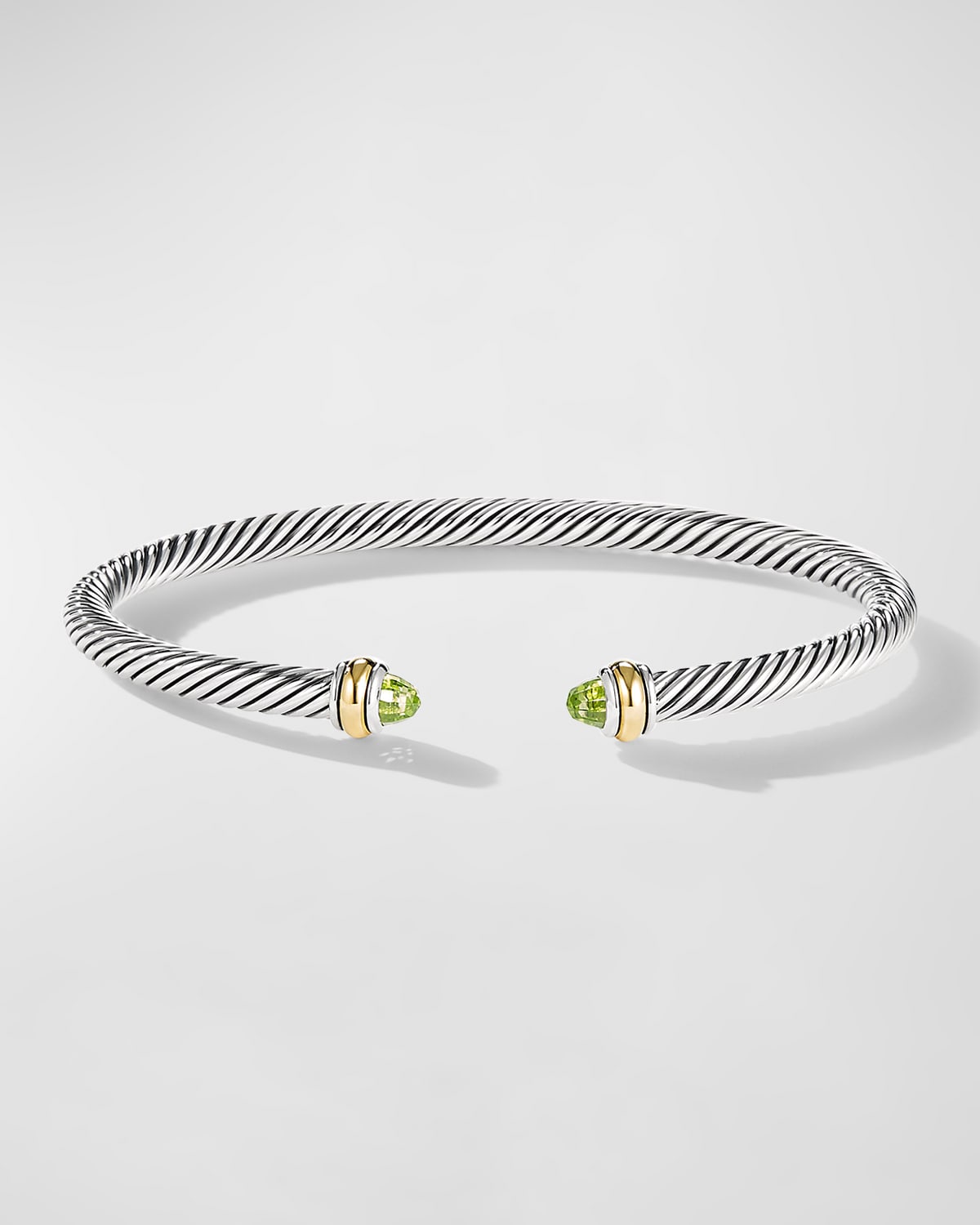 David Yurman Cable Bracelet With Gemstone In Silver With 18k Gold, 4mm In Lime