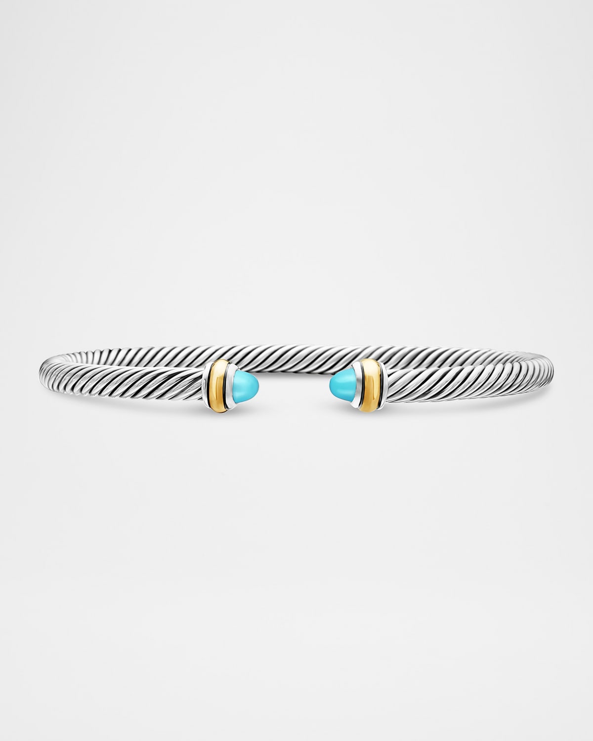 Shop David Yurman Cable Bracelet With Gemstone In Silver With 18k Gold, 4mm In Turquoise