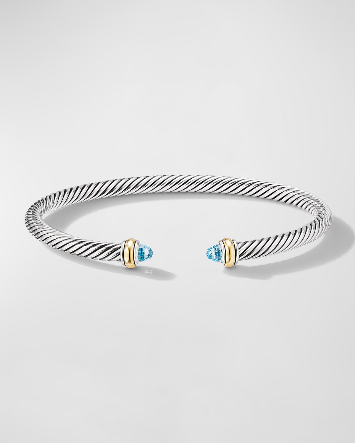 Shop David Yurman Cable Bracelet With Gemstone In Silver With 18k Gold, 4mm In Sky