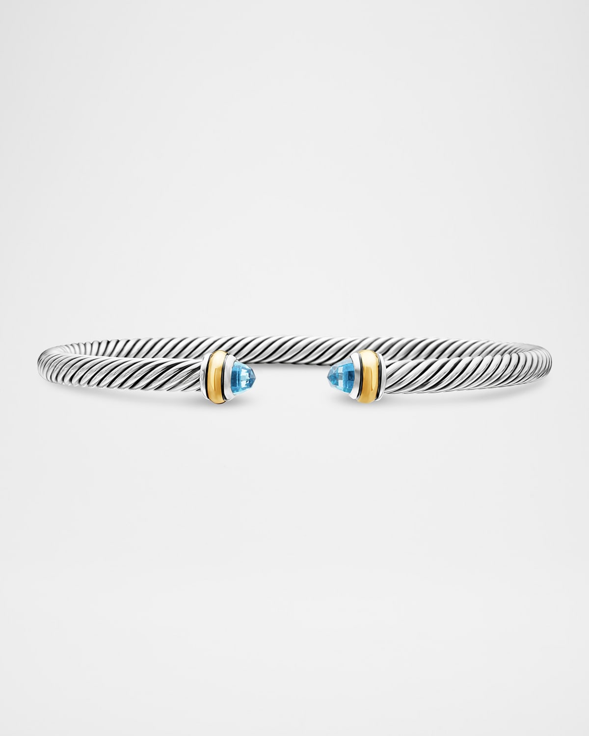 David Yurman Sterling Silver & 18k Yellow Gold Cable Classic Bracelet With Blue Topaz In Sky