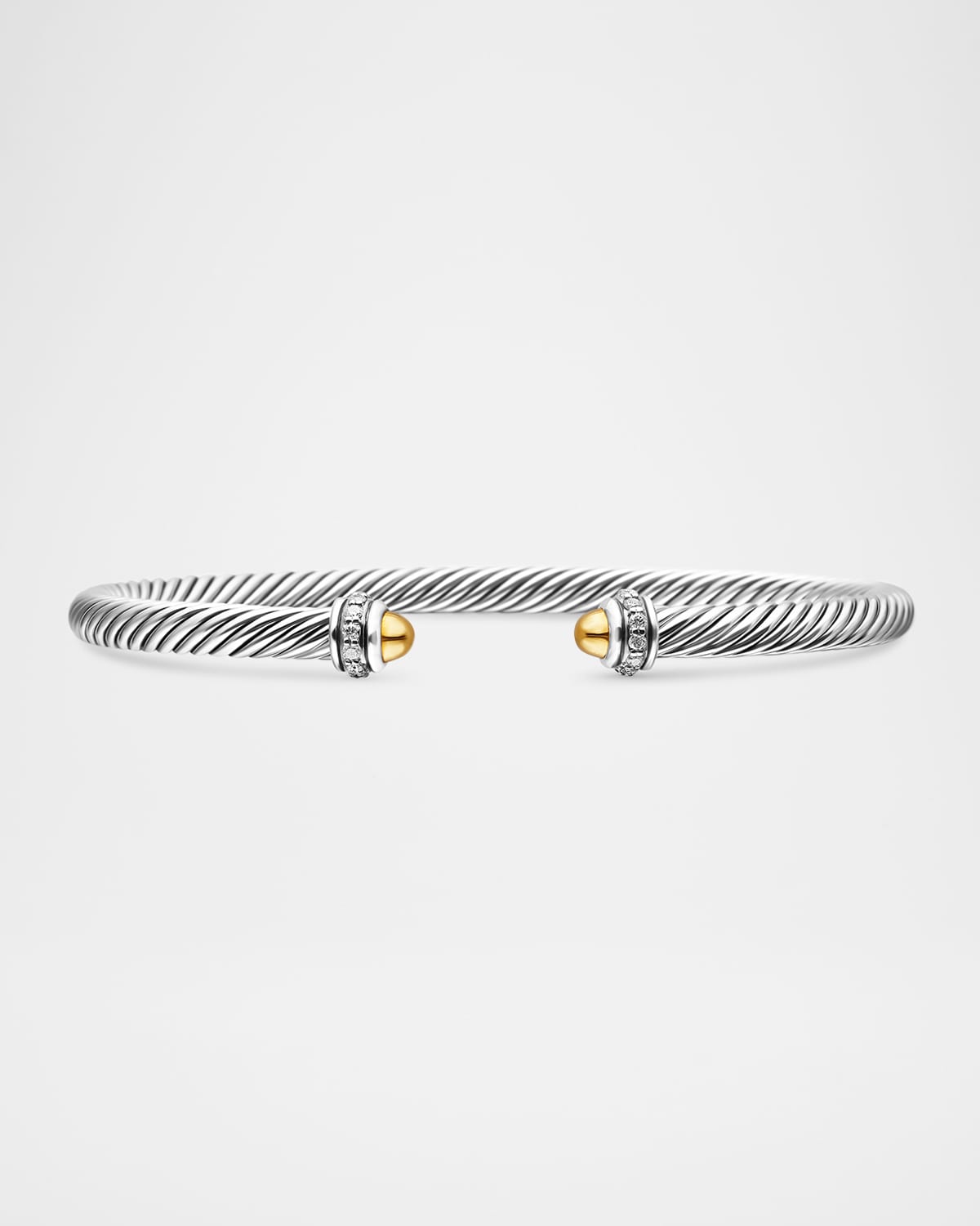 David Yurman Cable Bracelet in Silver with 18K Gold and Diamond, 4mm