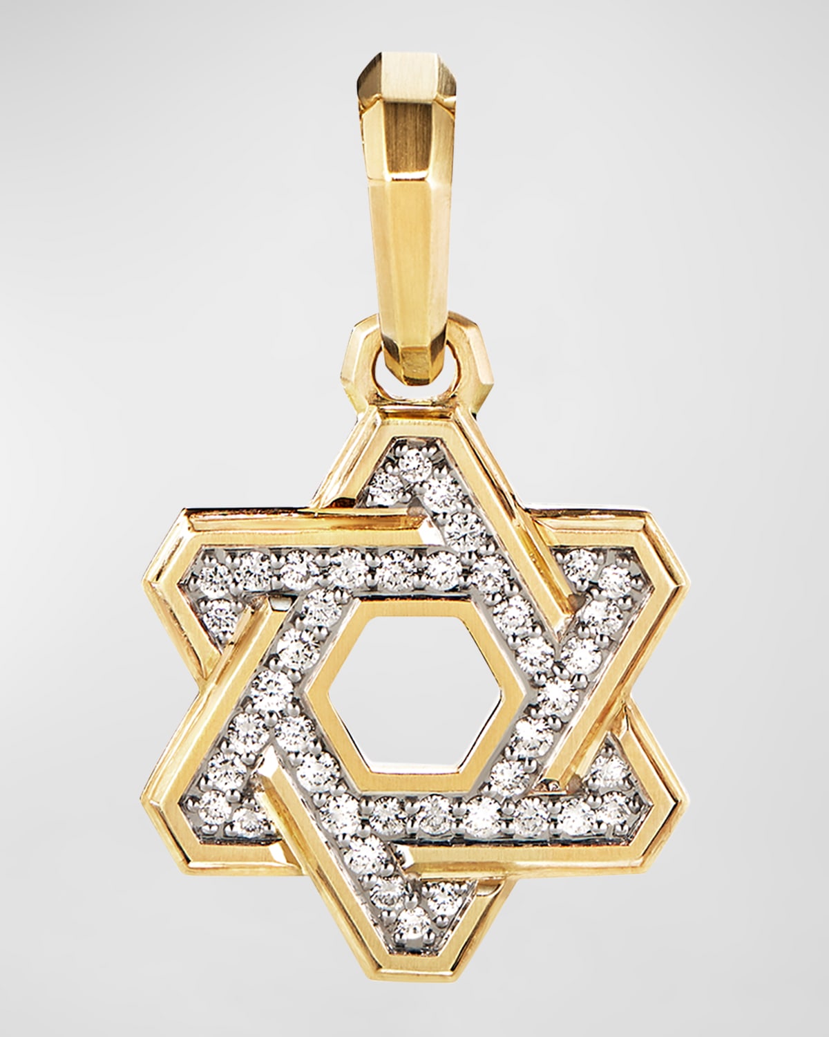 Shop David Yurman Men's Deco Star Of David Pendant With Diamonds In 18k Gold, 24mm