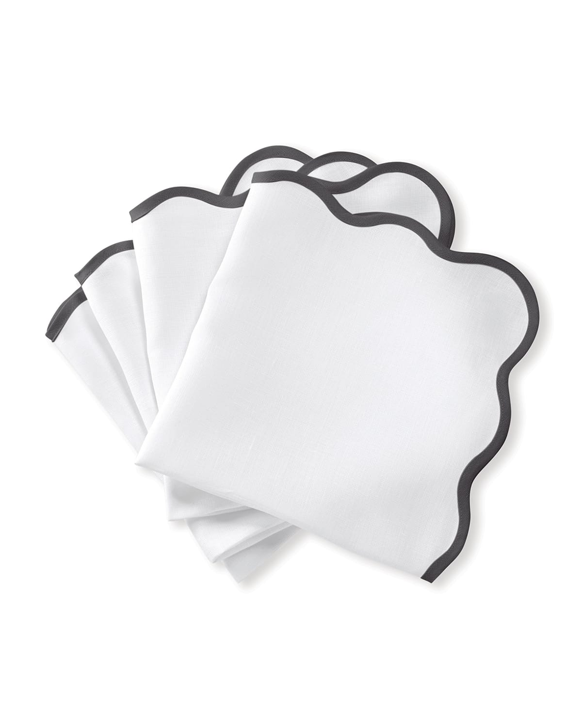 Shop Matouk Casual Couture Scallop Napkins, Set Of 4 In Smoke Grey