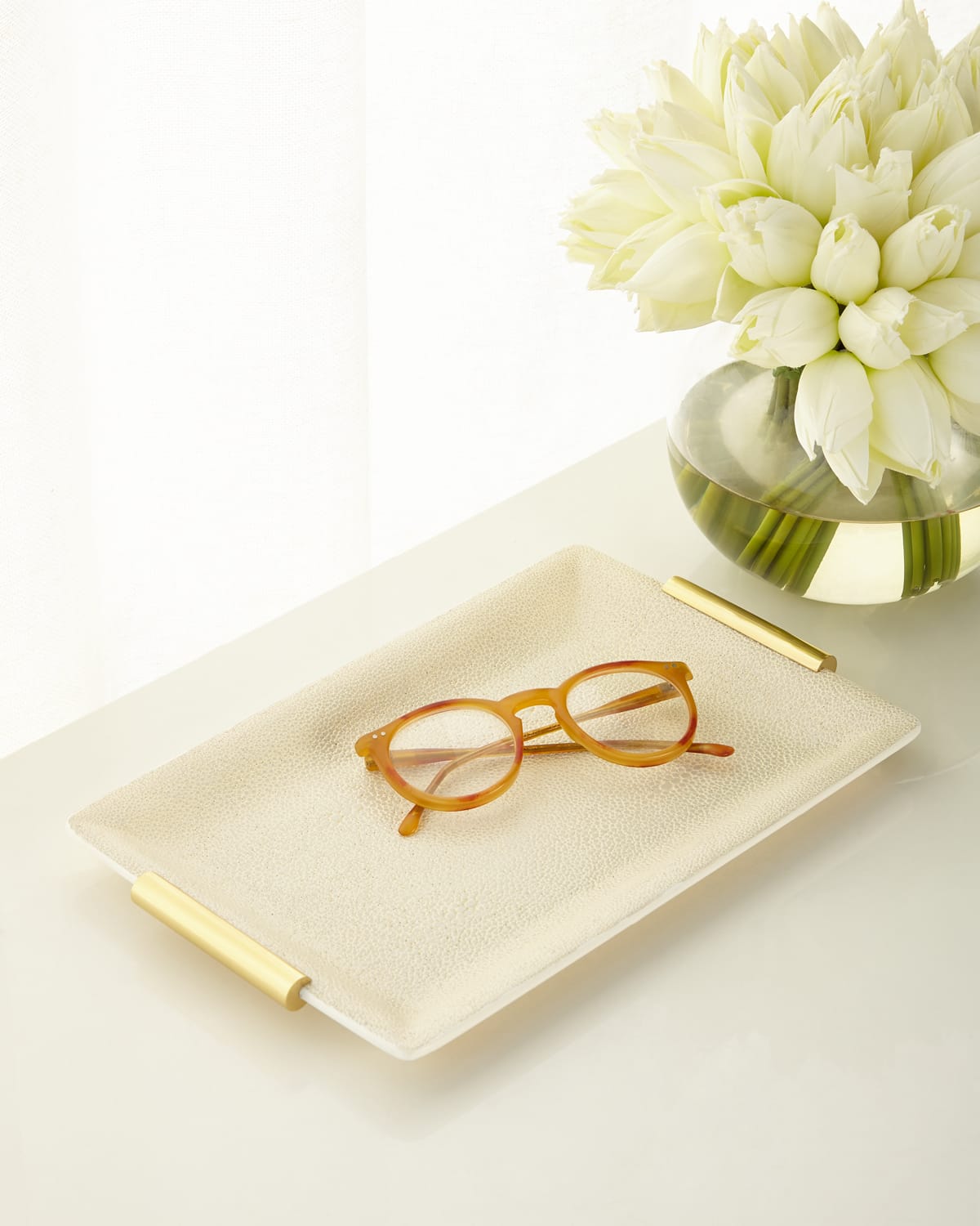 Shop Aerin Shagreen Small Vanity Tray In Cream