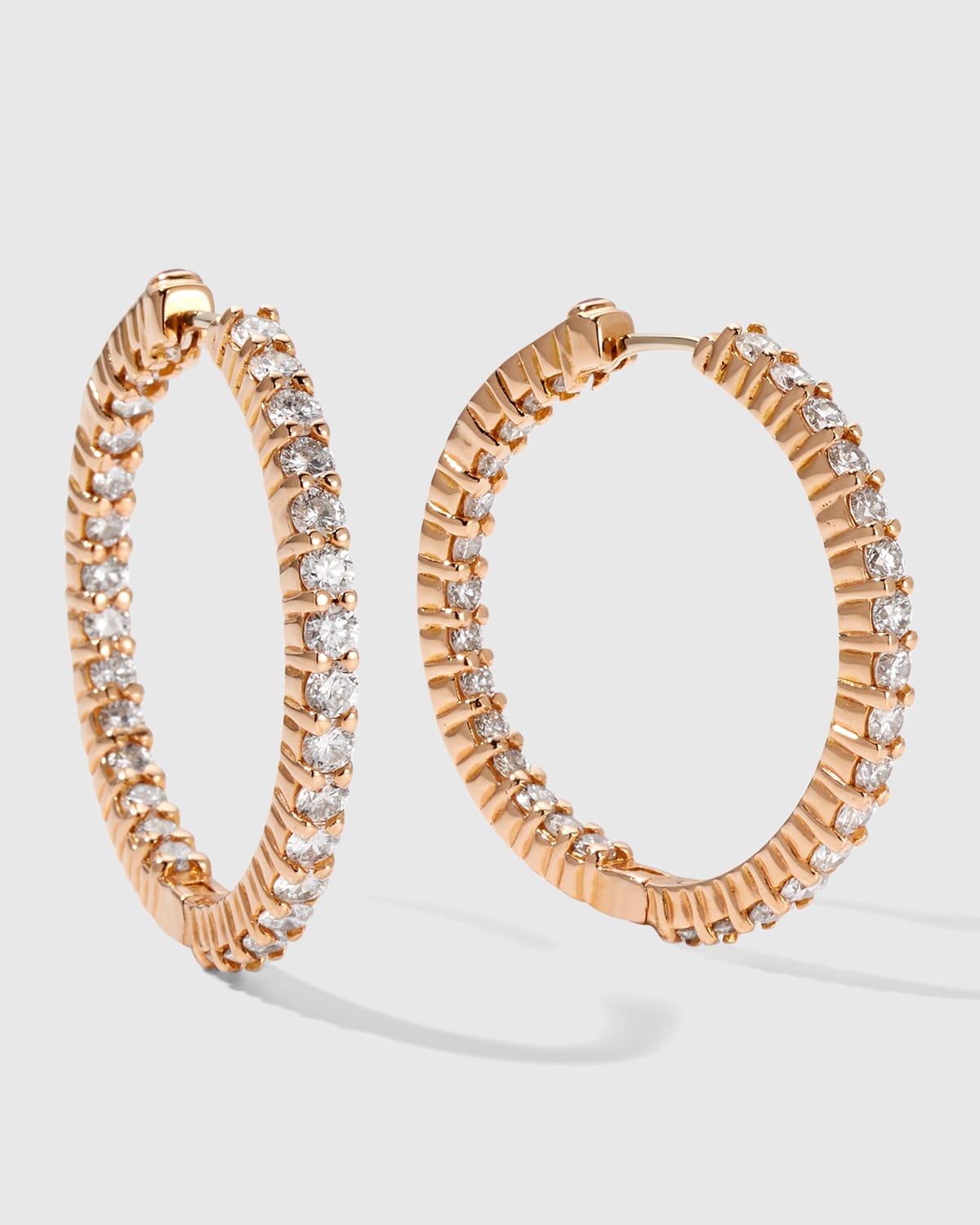 30mm Rose Gold Diamond Hoop Earrings, 2.84ct