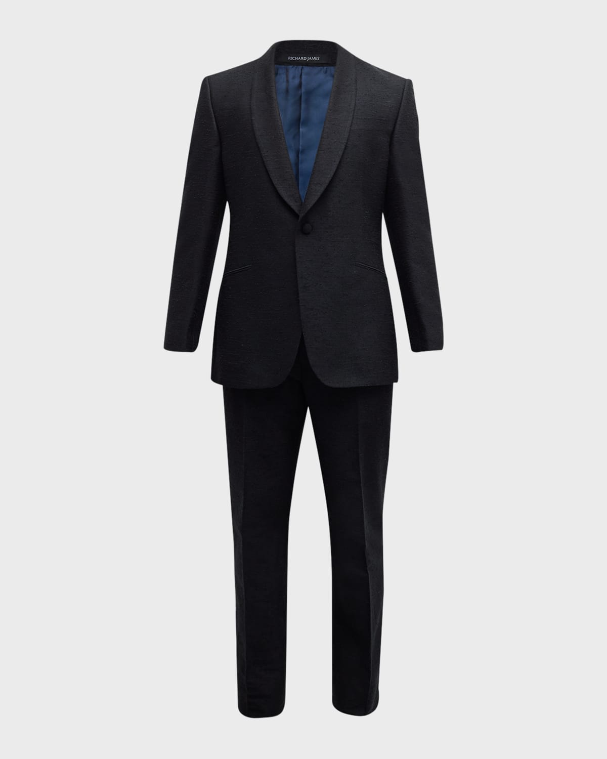 Richard James Men's Shawl-collar Shantung Silk Tuxedo In Black