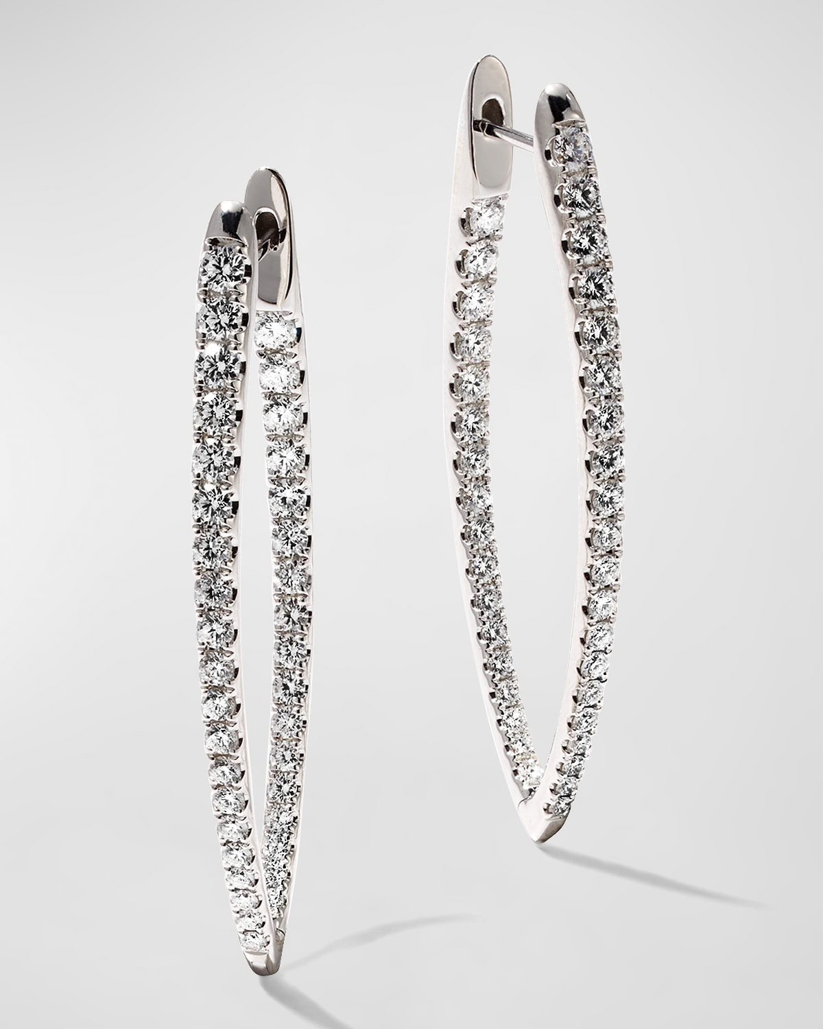 Memoire 18k White Gold Diamond Imperial Hoop Earrings