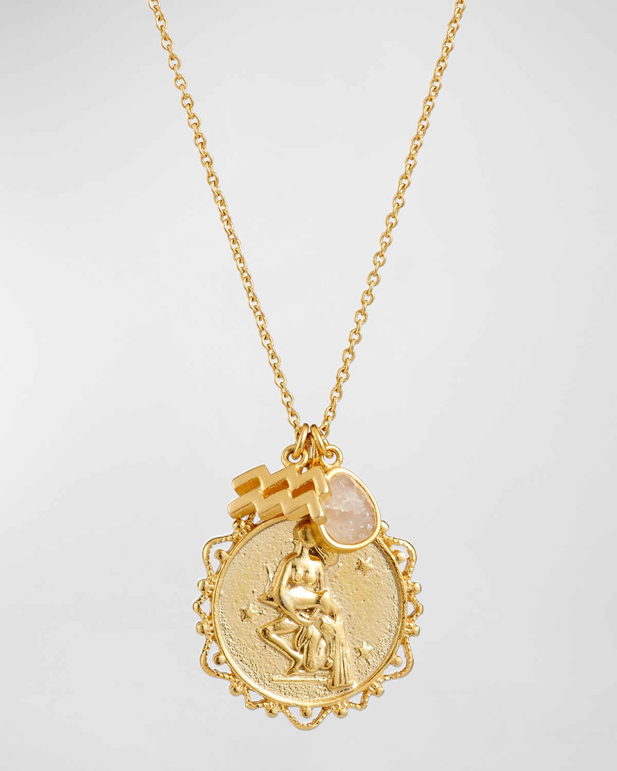 Zodiac Charm Necklace w/ Moonstone