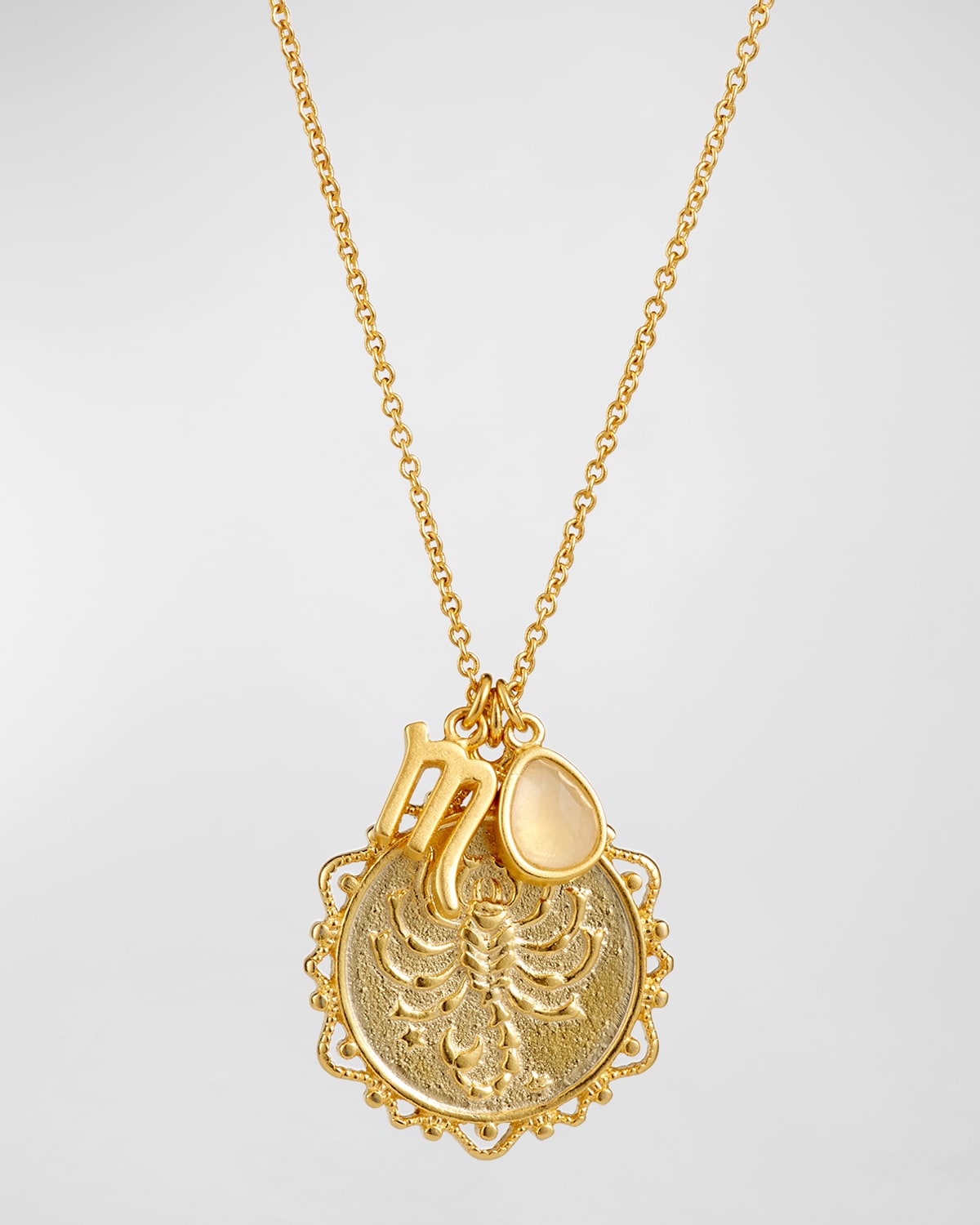 Zodiac Charm Necklace w/ Moonstone