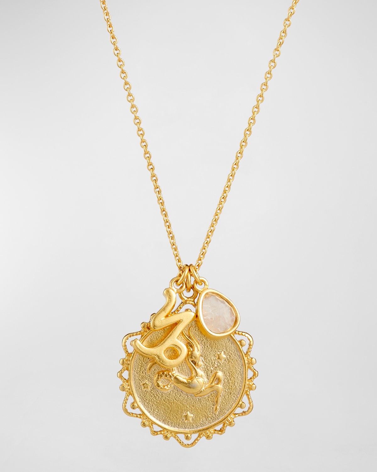Zodiac Charm Necklace w/ Moonstone