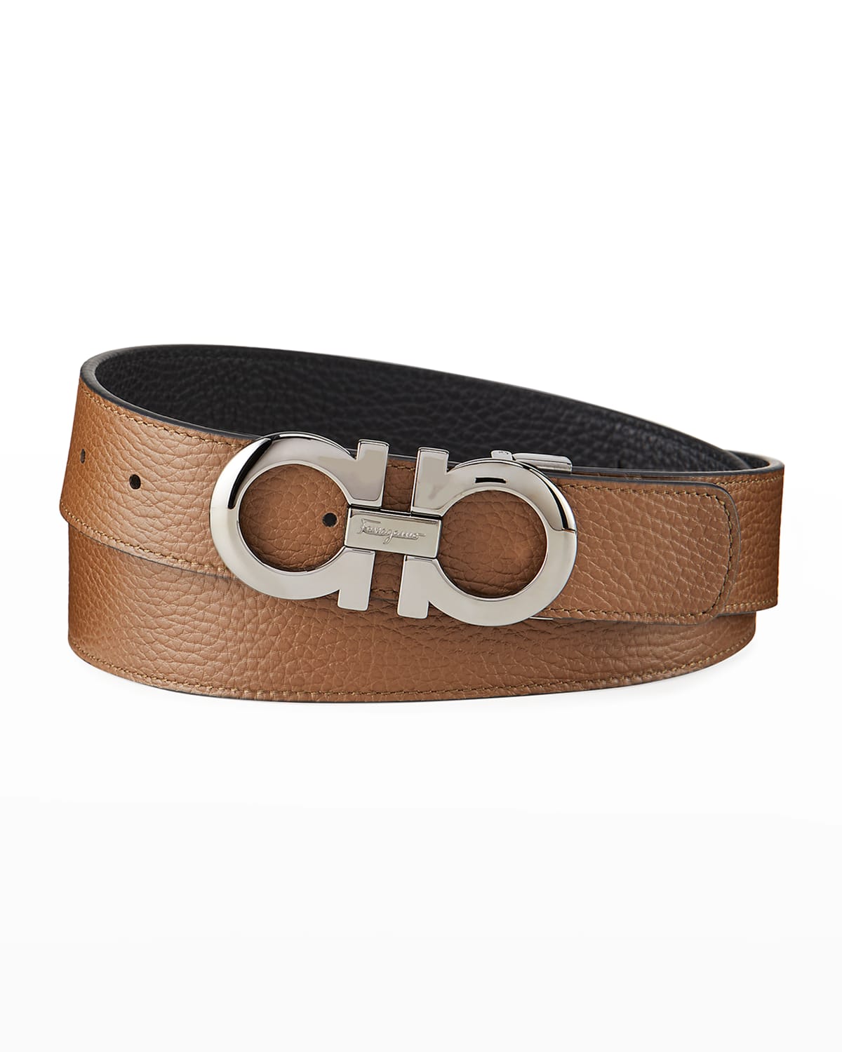 Men's Gancini Reversible Pebbled Leather Belt