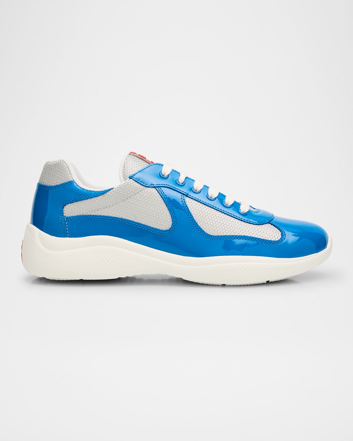 PRADA MEN'S AMERICA'S CUP PATENT LEATHER PATCHWORK SNEAKERS 
