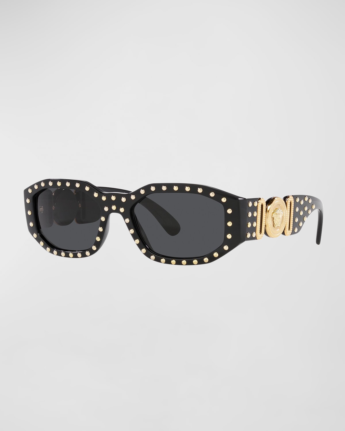 Shop Versace Men's Clans Medusa Biggie Sunglasses In Black Grey
