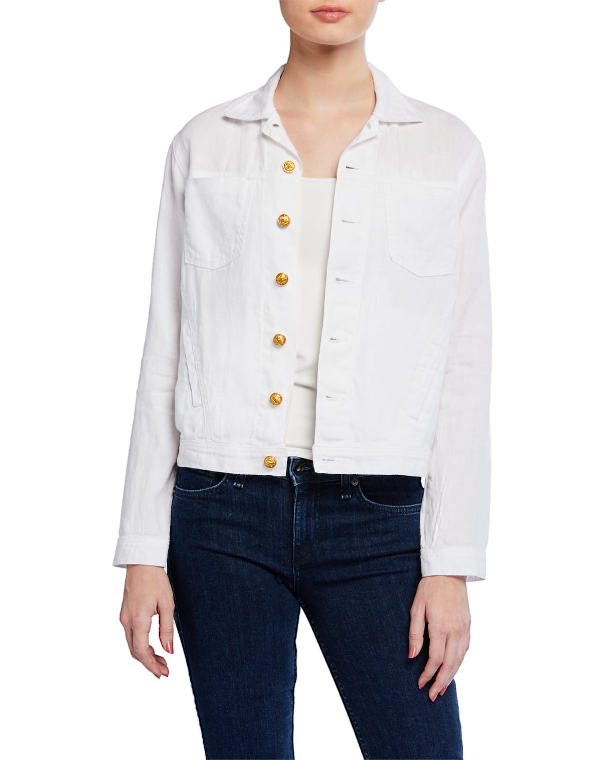 L Agence Janelle Slim Cropped Jean Jacket With Raw Hem In Dune Dune