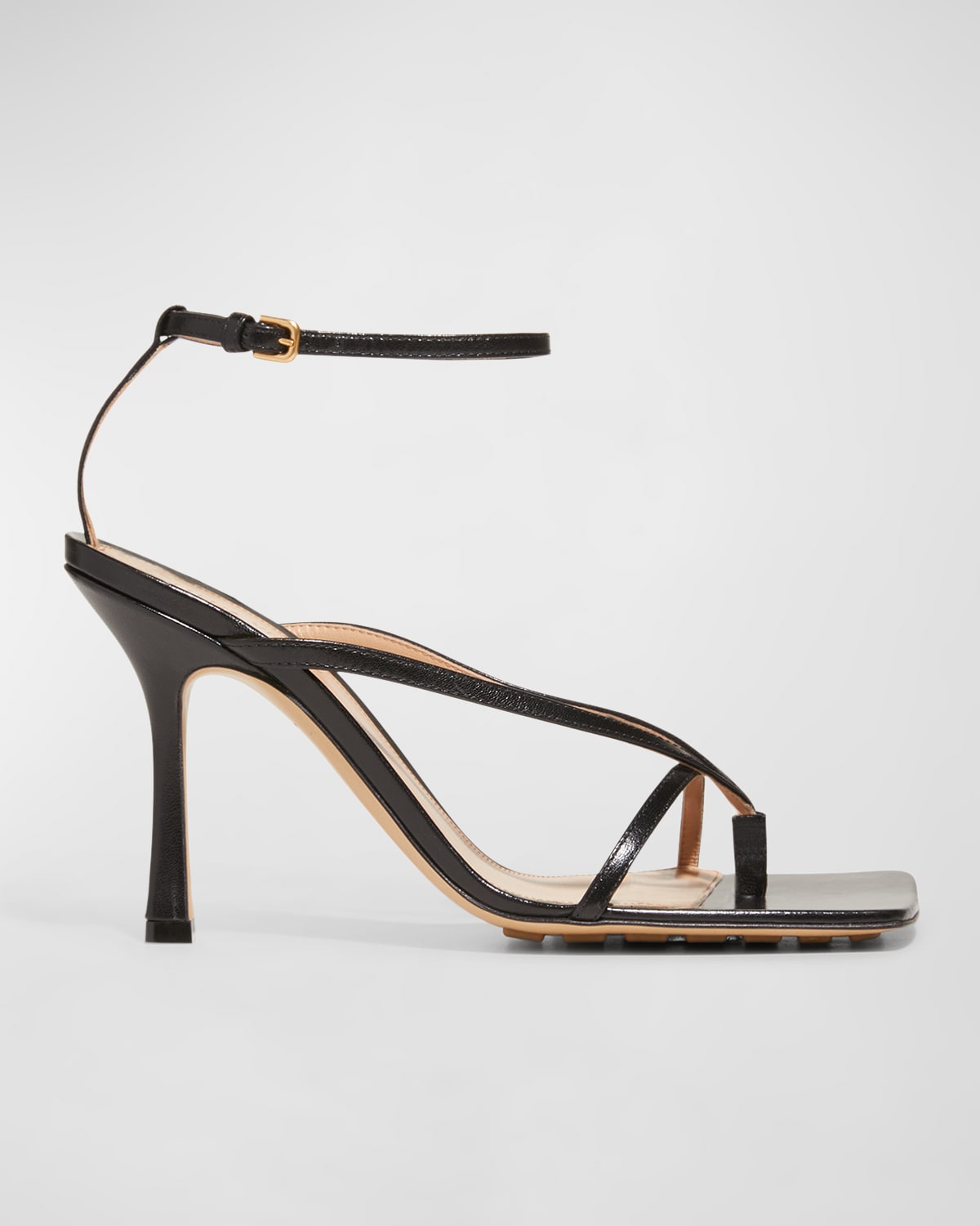 Shop Bottega Veneta Multi Strap Stretch High-heel Sandals In Black