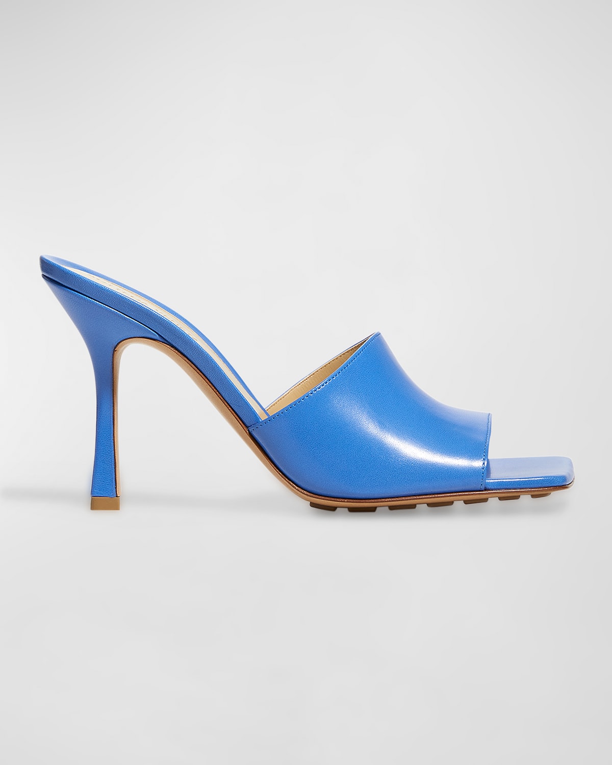 Bottega Veneta Women's Square Toe High Heel Slide Sandals In Aquarium