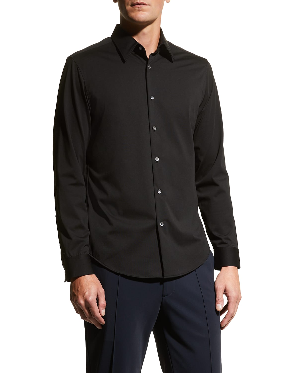 Shop Theory Men's Sylvain Shirt In Structure Knit In Black