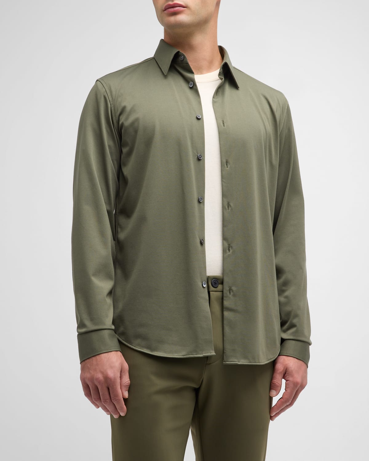 Theory Men's Sylvain Structure Sport Shirt In Green