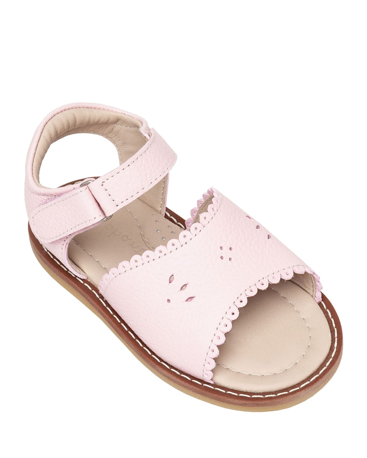 Elephantito Girls' Classic Leather Scalloped Sandal, Toddler/kids In Pink