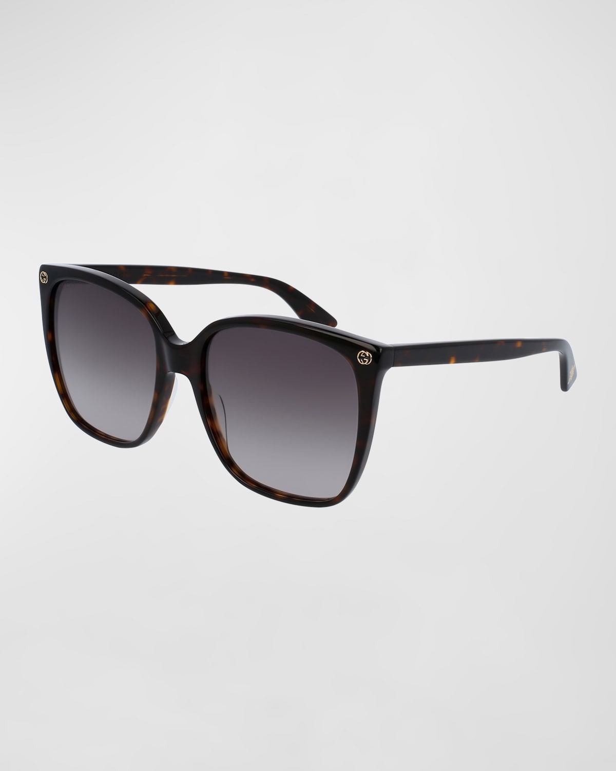 Gucci Square Acetate Sunglasses W/ Interlocking G Detail In Havana