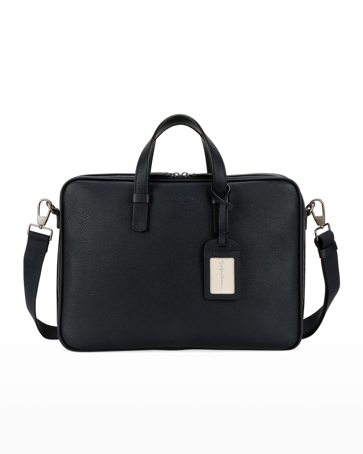Giorgio Armani Men's Leather Briefcase Bag With Id Tag