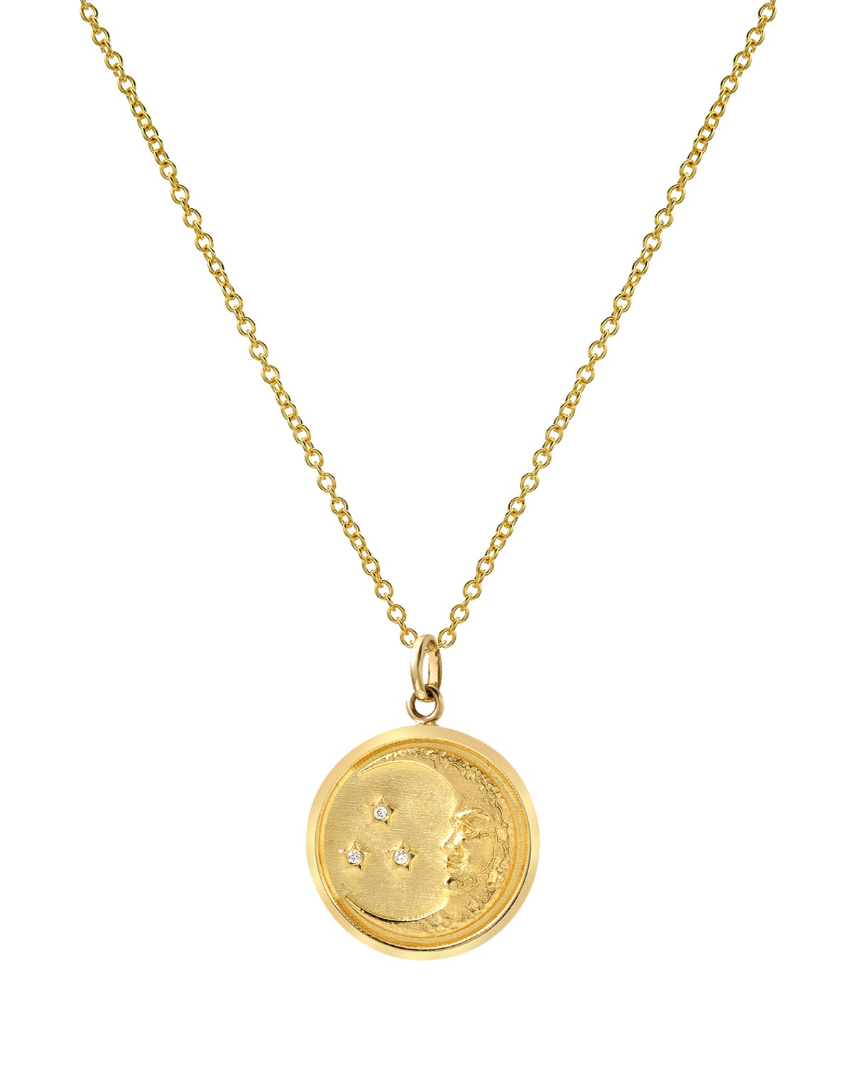 Zoe Lev Jewelry 14k Diamond Moon Medallion Necklace