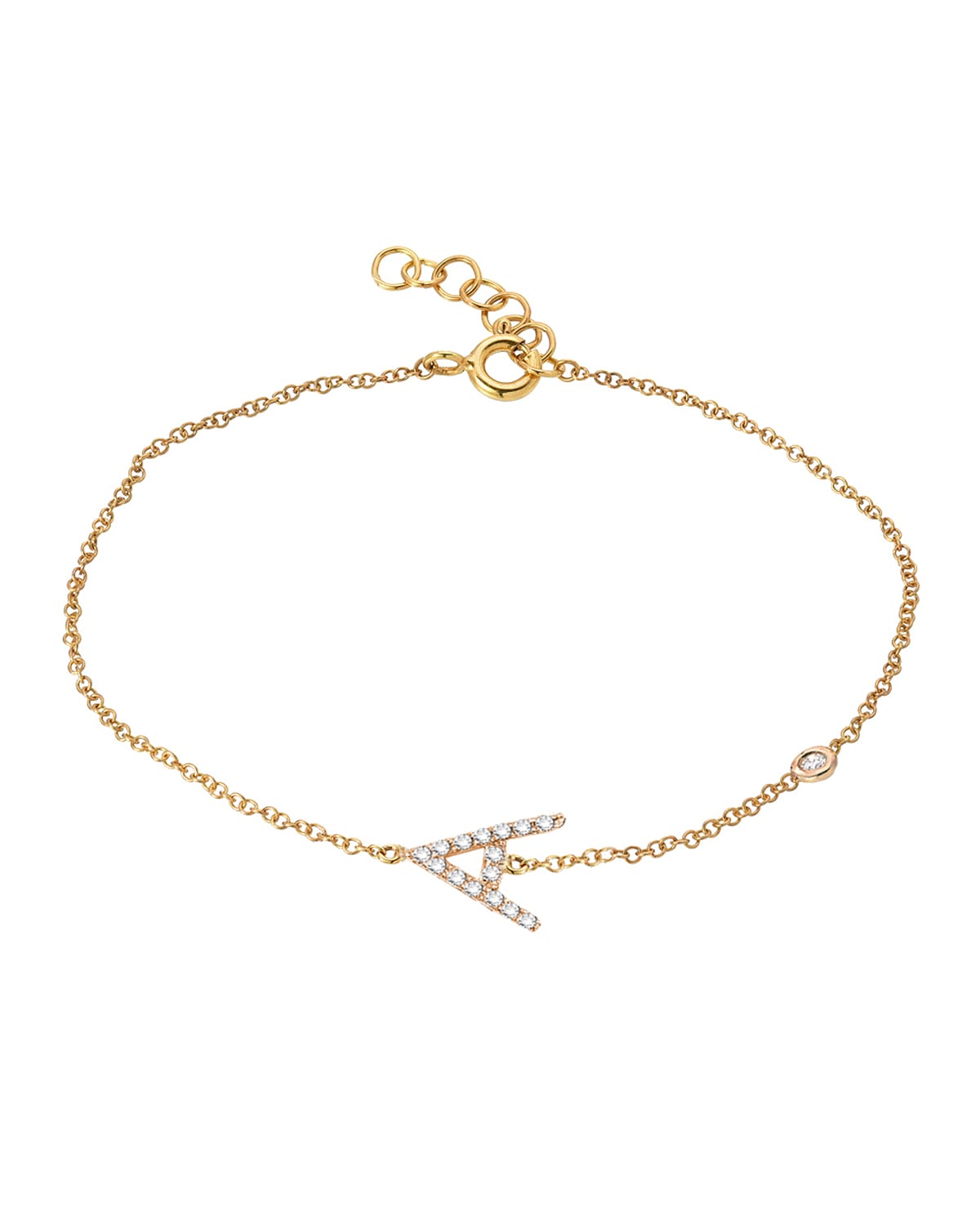 Zoe Lev Jewelry 14k Gold Diamond Initial w/ Bezel Bracelet