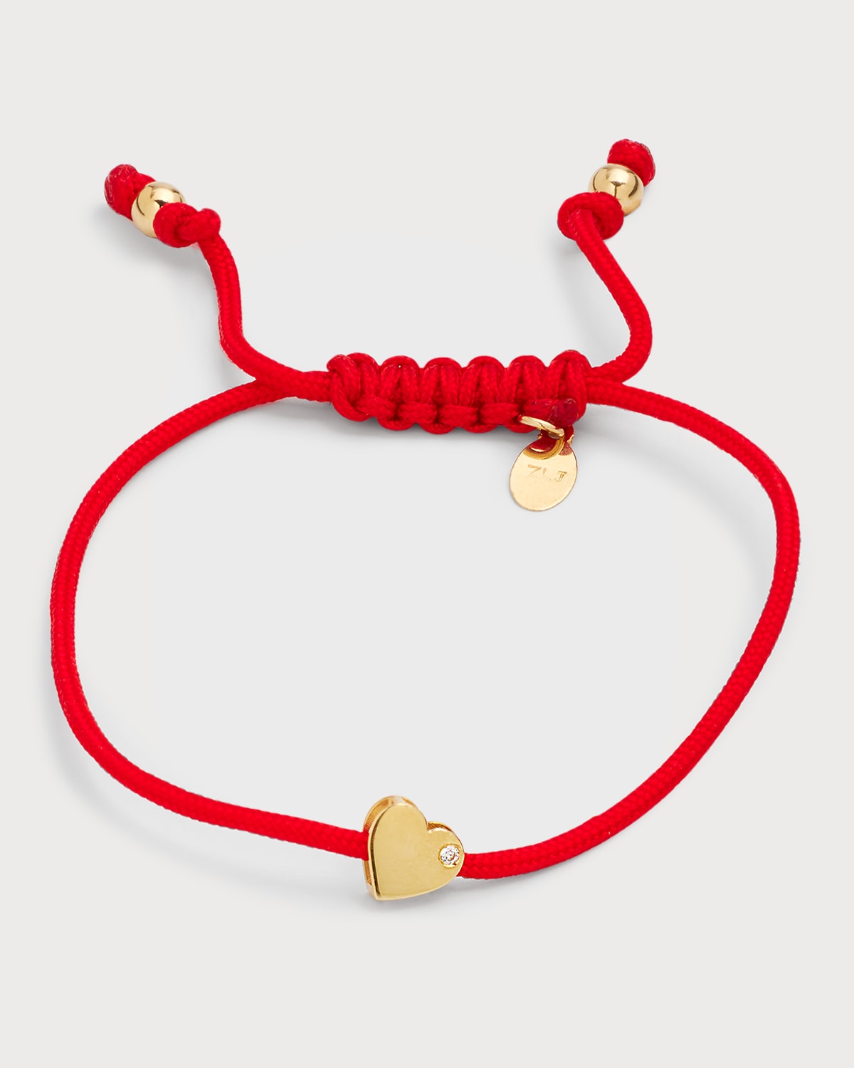 Zoe Lev Jewelry 14k Gold Heart w/ Diamond Fortune Bracelet