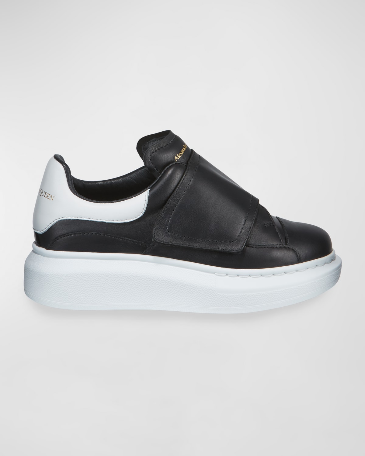 Oversized Grip-Strap Leather Sneakers, Toddler/Kids