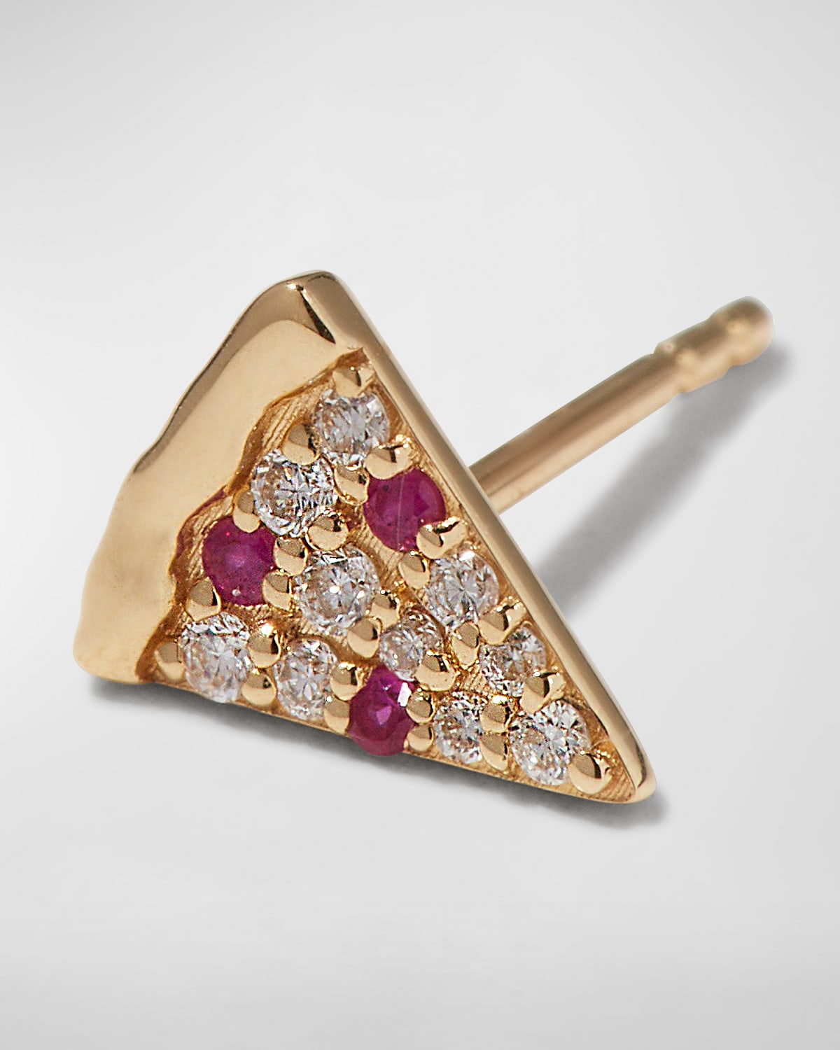 14k Diamond & Ruby Pizza Slice Earring, Single