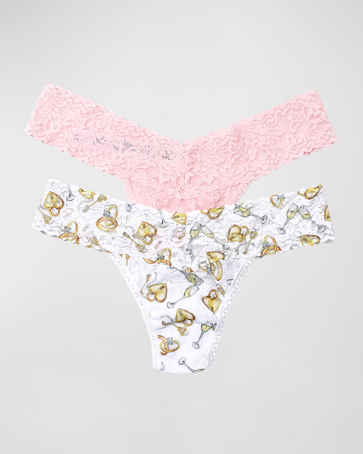 Hanky Panky Two-pack Low-rise Thongs In Floral Pattern In Pink