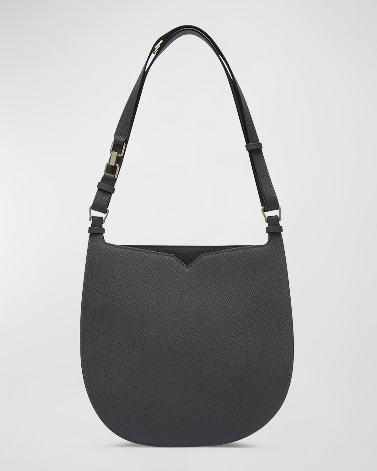 Valextra Saffiano Weekend Hobo Bag In Gf Fumo